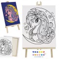 Zestaw do malowania sztaluga + płótno + farby, kolorowanka jednorożec
