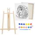 Zestaw do malowania sztaluga + płótno + farby, kolorowanka jednorożec