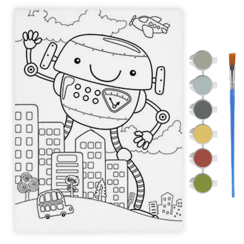 Kolorowanka malowanie po numerach liczbach obrazek ROBOT