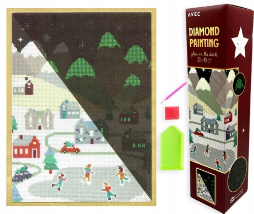 Haft diamentowy świąteczny diamond painting LODOWISKO 