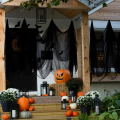 Narzuta gaza na Halloween dekoracyjna tkanina 76x183 cm sztuczna pajęczyna