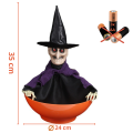 Ruchoma miska na słodycze Halloween ruszająca wiedźma 24x35 cm