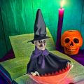 Ruchoma miska na słodycze Halloween ruszająca wiedźma 24x35 cm