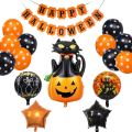 Zestaw dekoracji na Halloween girlanda balony - dynia z kotem