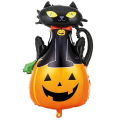 Zestaw dekoracji na Halloween girlanda balony - dynia z kotem