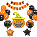 Zestaw dekoracji na Halloween girlanda balony - dynia z czapeczką