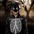 Maska Halloween Kościotrup Szkielet Kostium Czarna