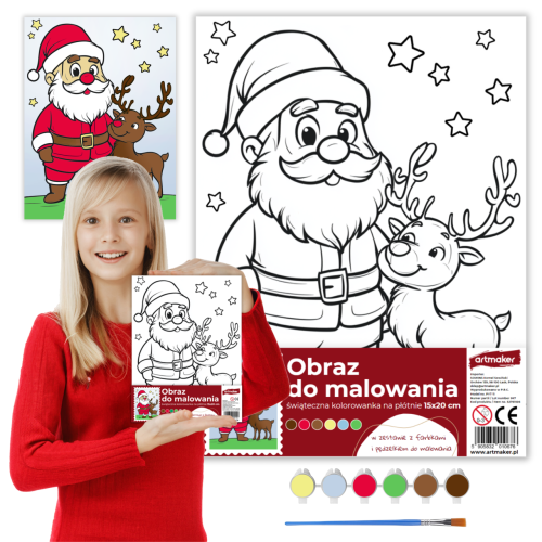 Kolorowanka Świąteczny Obrazek Do Malowania Zestaw Malarski