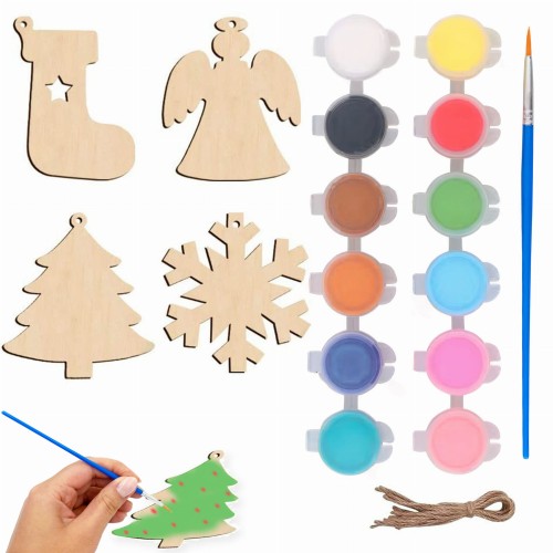 Bombki do malowania drewniane zawieszki + farby DIY