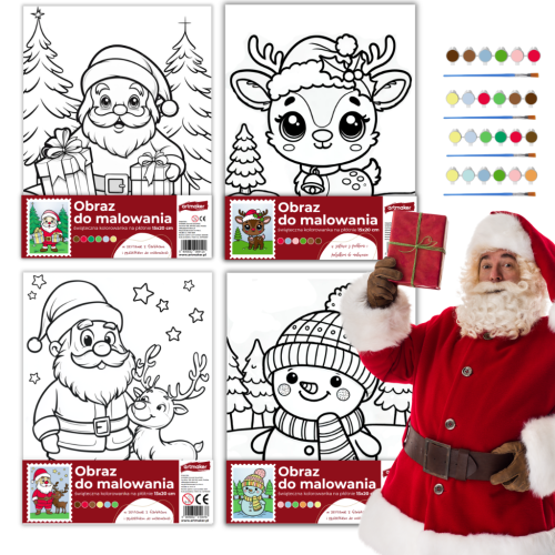 4x Kolorowanka Świąteczna Zestaw Malarski PREZENT MIKOŁAJKI 
