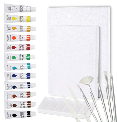 Zestaw do malowania obrazu PŁÓTNA FARBY PĘDZLE 22 elementy