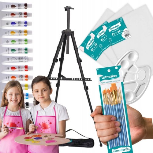 Zestaw Malarski artystyczny sztaluga farby płótna 