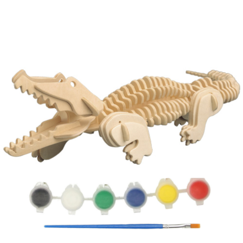 Drewniane Puzzle 3D Do Malowania Krokodyl Do Samodzielnego Złożenia