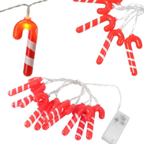 Lampki Choinkowe Dekoracyjne Laski Cukrowe 20 LED