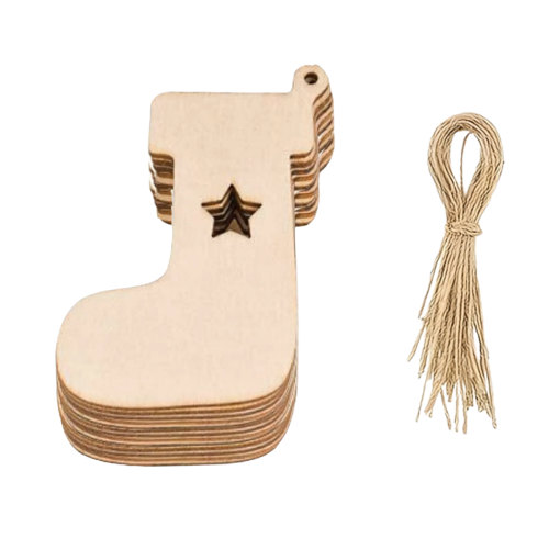 Bombka Drewniana Zawieszka Choinkowa 10 szt. Skarpetka 
