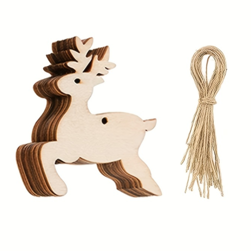 Bombka Drewniana Zawieszka Choinkowa 10 szt. Renifer
