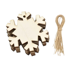 Bombka Drewniana Zawieszka Choinkowa 10 szt. Śnieżynka