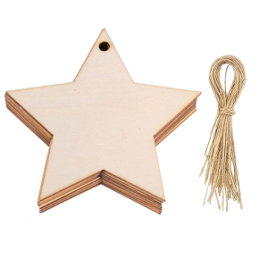 Bombka Drewniana Zawieszka Choinkowa 10 szt. Gwiazda
