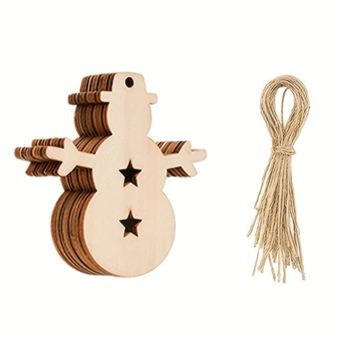 Bombka Drewniana Zawieszka Choinkowa 10 szt. Bałwan 