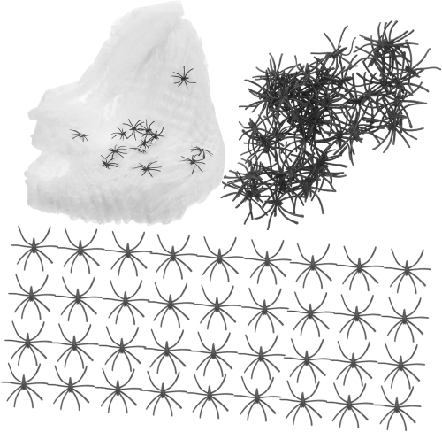 OGROMNA Sztuczna Pajęczyna 32 PAJĄKI Dekoracja Halloween 