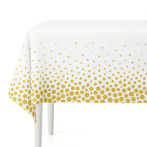 Obrus Foliowy Jednorazowy Plastikowy Biały Imprezę Złoty 130x220cm
