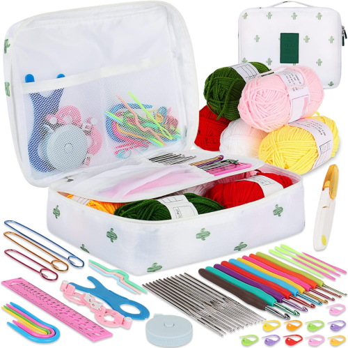 Zestaw Do Szydełkowania 64el. Włóczki Szydełka Szydełek Szycia 