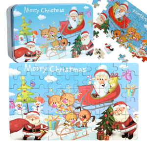 Puzzle Świąteczne 60 el. W Metalowej Puszce Prezent Dzieci