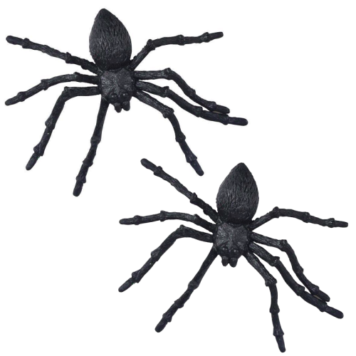 2x Sztuczne Pająki Dekoracja Halloween Pająk 13cm Zestaw Pająków