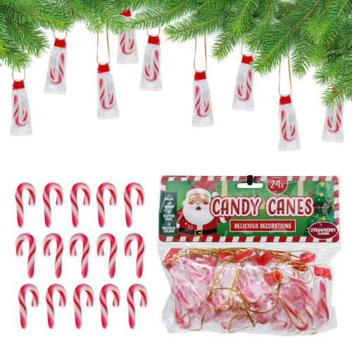 LASKI CUKROWE Zawieszki Choinkowe Cukierki Lizaki 24 szt. Truskawkowe