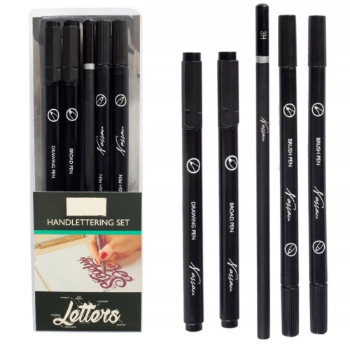 Zestaw Do Kaligrafii Mazaki Pisaki Do Letteringu Brush Pen 5 szt.