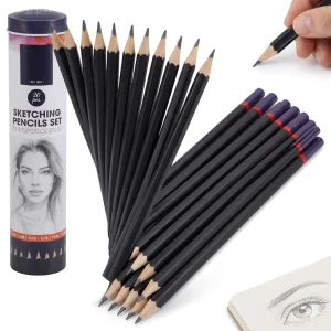 Zestaw Ołówków Do SzkicowaniaRysowania Etui 20 Szt.