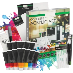 Duży Zestaw Malarski Farby Płótna Pędzle Akcesoria 38 El.