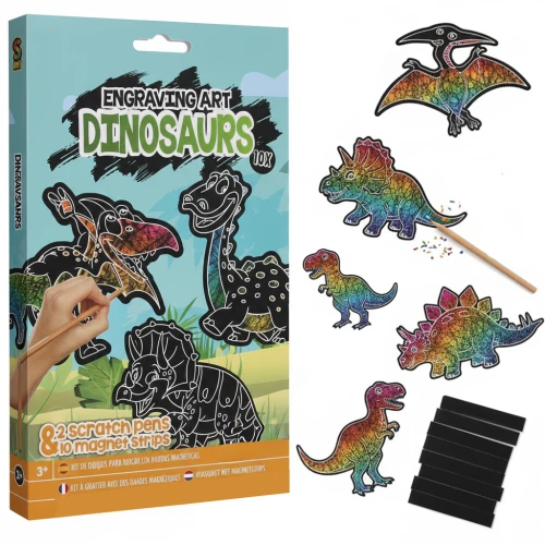 Wydrapywanka Dla Dzieci Zdrapywanka Magnesy Dinozaury 10 Szt.