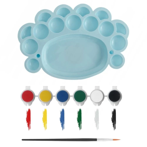 Zestaw Malarski Farby Akrylowe Paletka Pędzelek Do Malowania 6 Kolorów