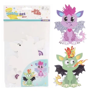 Piankowe figurki smoki do składania z brokatowymi naklejkami 8 szt. zestaw kreatywny