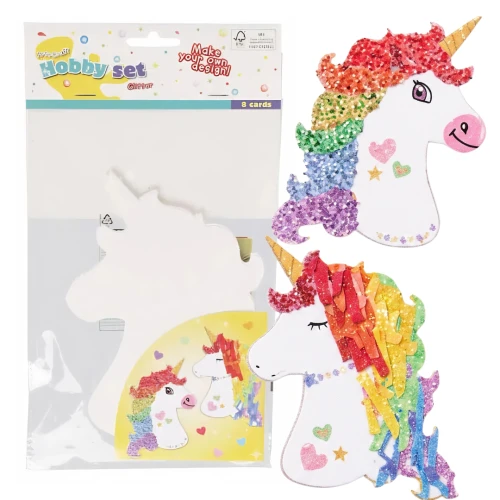 Piankowe figurki jednorożce do składania z brokatowymi naklejkami 8 szt. zestaw kreatywny