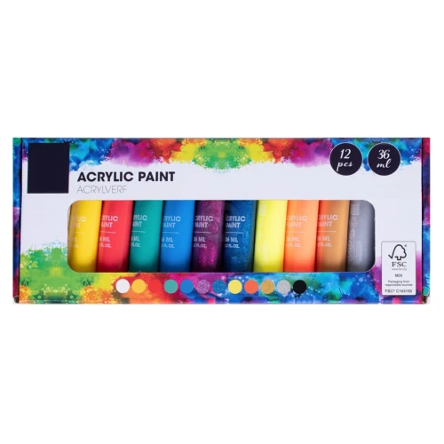 Farby akrylowe brokatowe metaliczne do malowania zestaw 12x36 ml