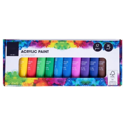 Farby akrylowe do malowania zestaw 12x36 ml