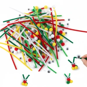 Zestaw kreatywny druciki szenilowe oczka pompony wyciory pluszowe