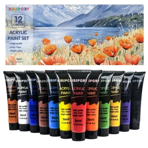 Farby akrylowe w tubkach 12 kolorów zestaw malarski 36 ml