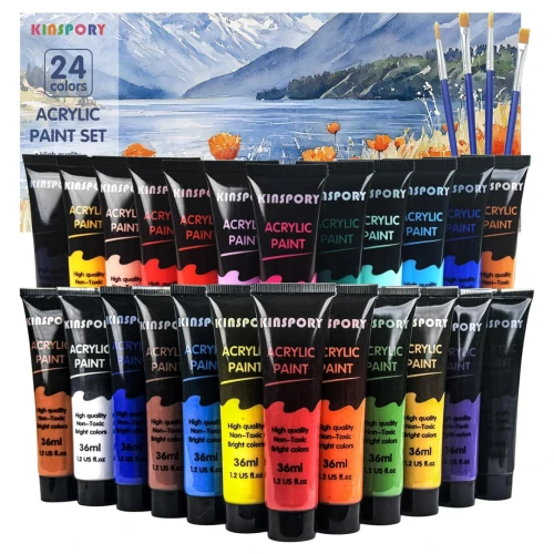 ZESTAW FARB AKRYLOWYCH 24x 36 ml Akryle Farby Duże Tubki Malarskie