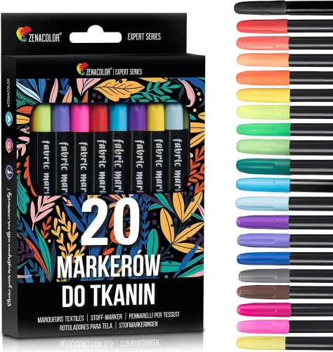 Mazaki do tkanin szybkoschnące markery do tekstyliów i koszulek 20 kolorów
