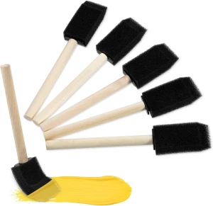 Pędzle piankowe do malowania z drewnianymi uchwytami 2,5 cm 5 szt.