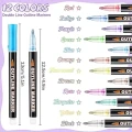 Markery metaliczne brokatowe outline z efektem podwójnej linii do scrapbookingu 12 kolorów