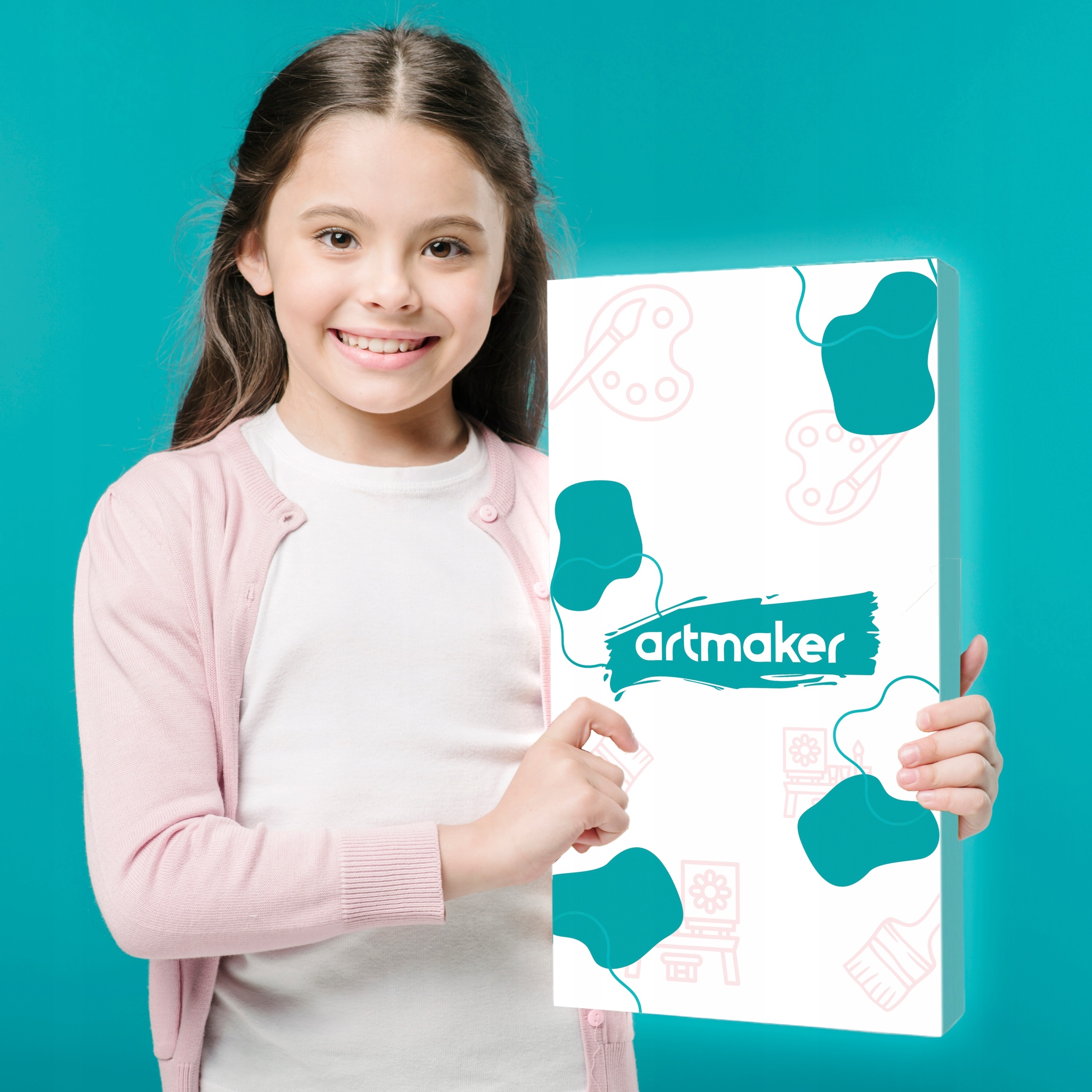 Duży zestaw malarski artystyczny dla dzieci do malowania z farbkami i sztalugą Artmaker